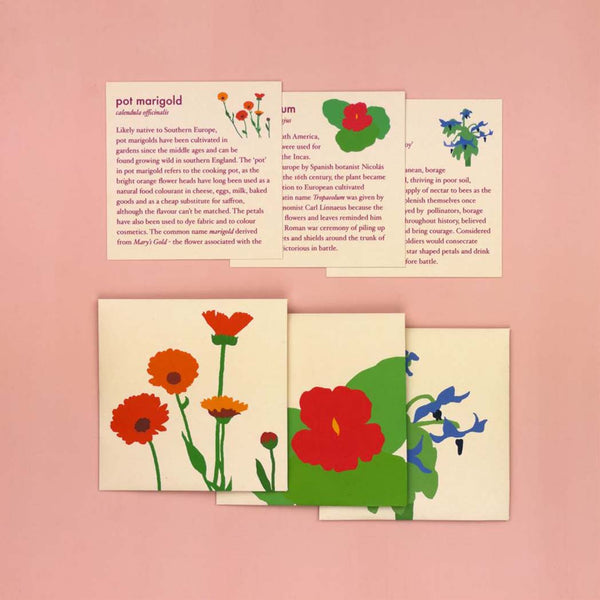 The seeds and information sheets on how to grow edible flowers