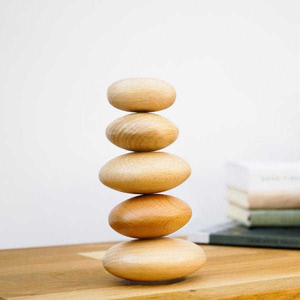 5 mindful stacking stones placed one on top of the other